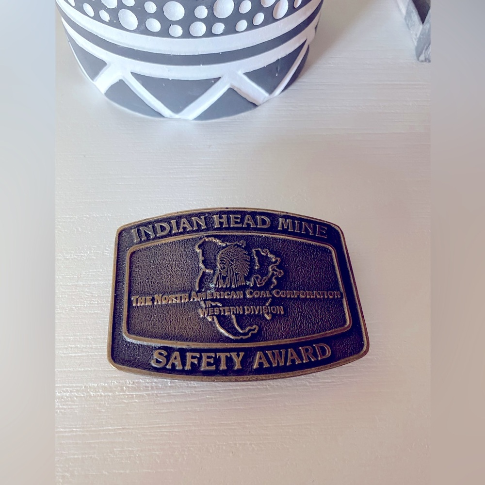Indian Head Mine Safety Award Belt Buckle North American Coal Corporation unique